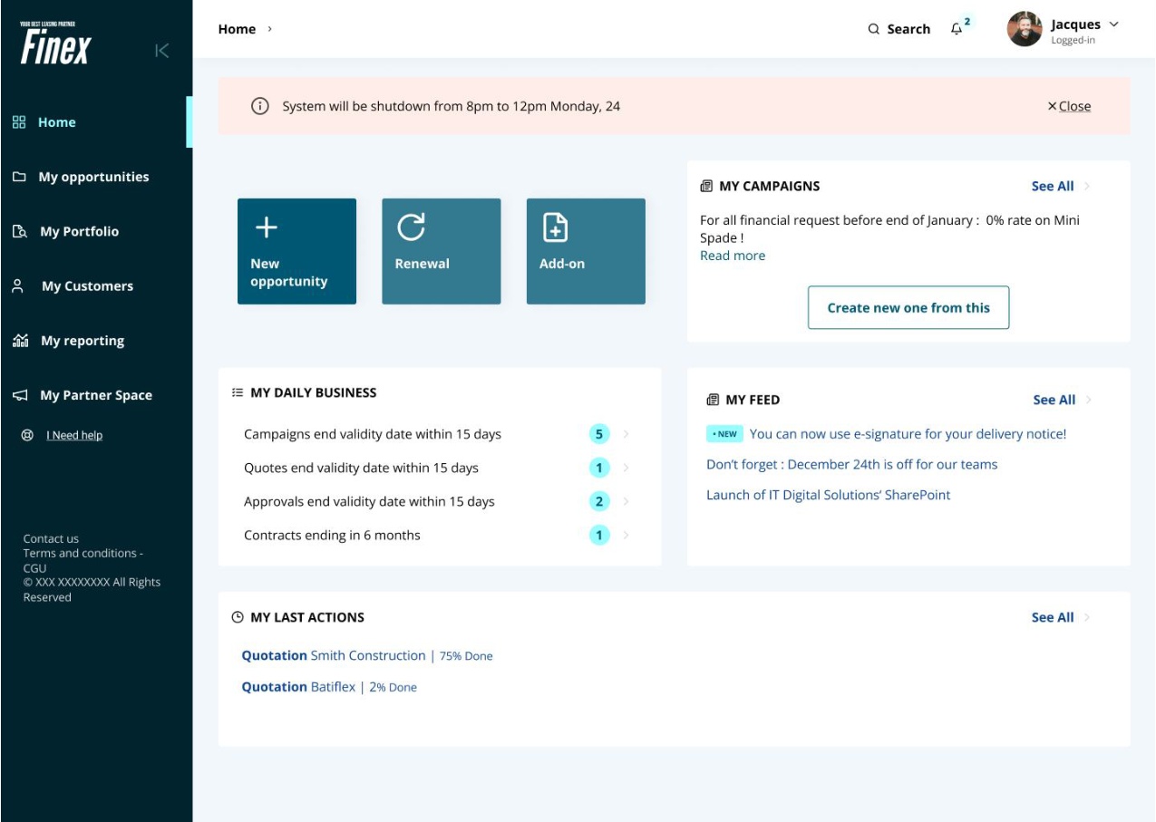 BNP Partner Portal écran 2